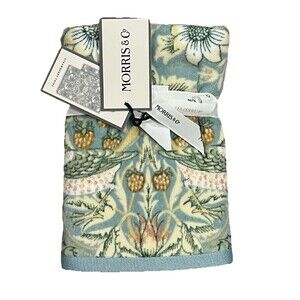 2 Morris & Co. William Morris Strawberry Thief Floral Velour HAND Towels New